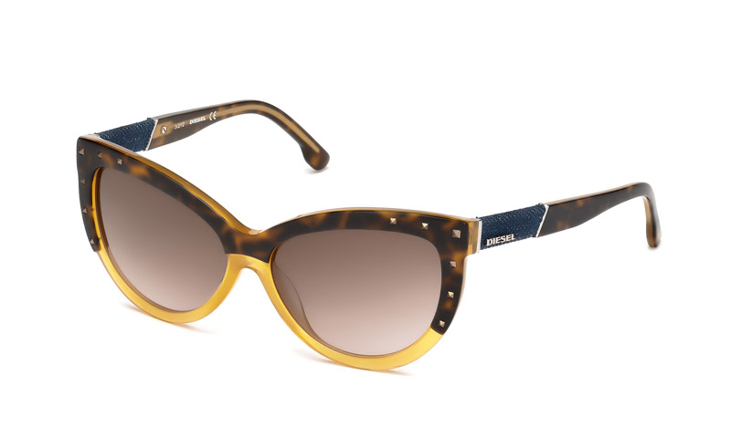 Солнцезащитные очки Diesel 2013, кошачьи глаза с джинсовыми вставками
