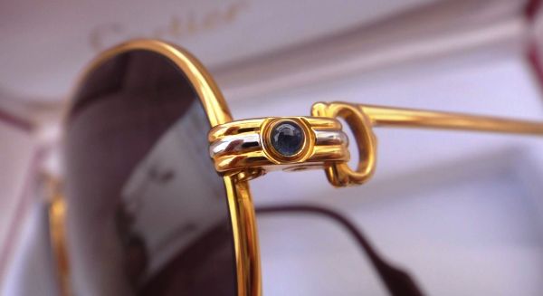 Солнцезащитные очки Cartier S Louis золото и сапфиры, купить в Москве
