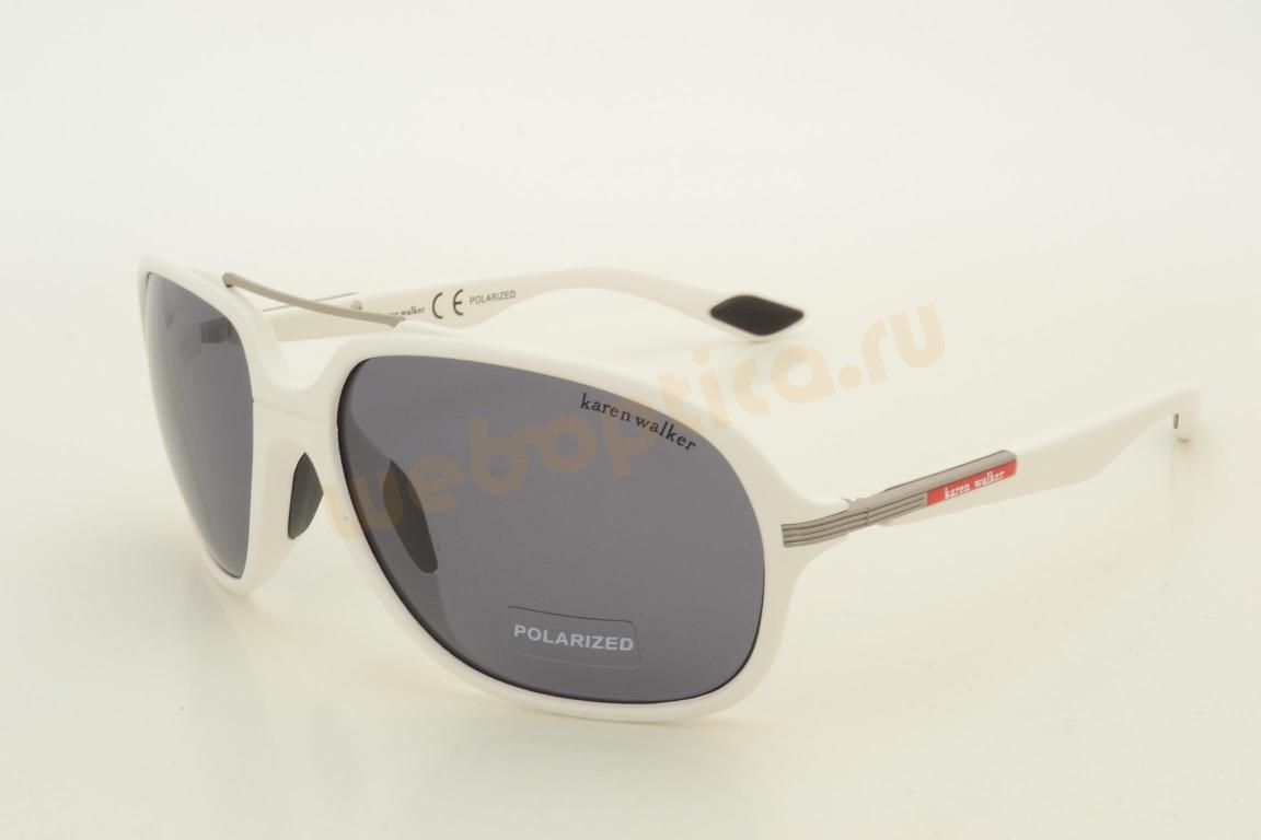 Солнцезащитные очки Karen Walker KW-1393 C 3, авиатор в белой оправе, ацетат
