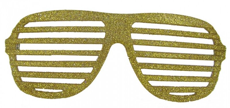 Золотистые очки-жалюзи с блестками