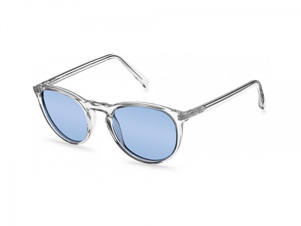 Солнцезащитные очки Warby Parker Beck. Прозрачная оправа с голубыми линзами