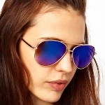 Солнцезащитные очки авиатор с синими линзами - тренд 2014