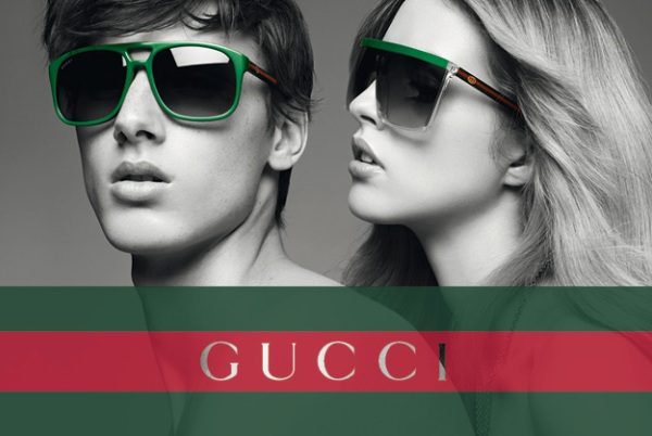 Солнцезащитные очки Gucci, сочетание красного и зеленого